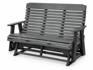 305 Tiara Vista 5ft Glider poly outdoor furniture in Charcoal on Black