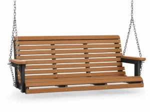 424 Crest Villa 4ft Swing poly outdoor furniture in Weathered Wood on Tudor Brown