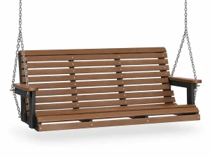 425 Crest Villa 5ft Swing poly outdoor furniture in Pecan on Black