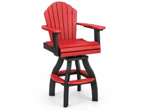 652SWX Swivel Pub Chair with Arms poly outdoor furniture in Bright Red on Black